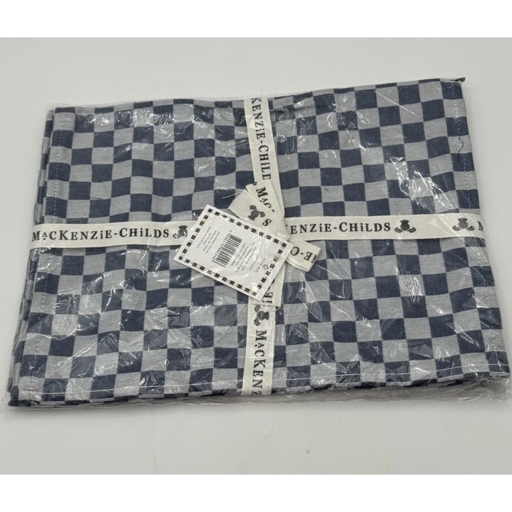 MacKenzie-Childs Indigo Check Placemats – Set of 4 – 100% Cotton – NEW